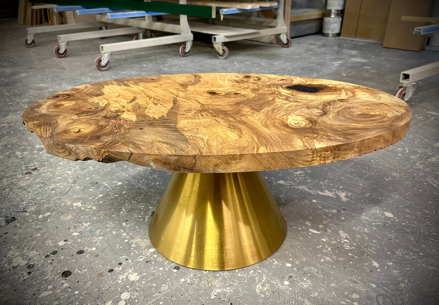 Oval elm coffee table