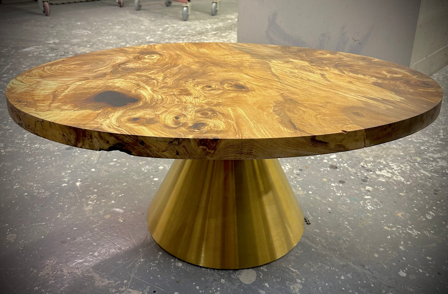 Oval elm coffee table