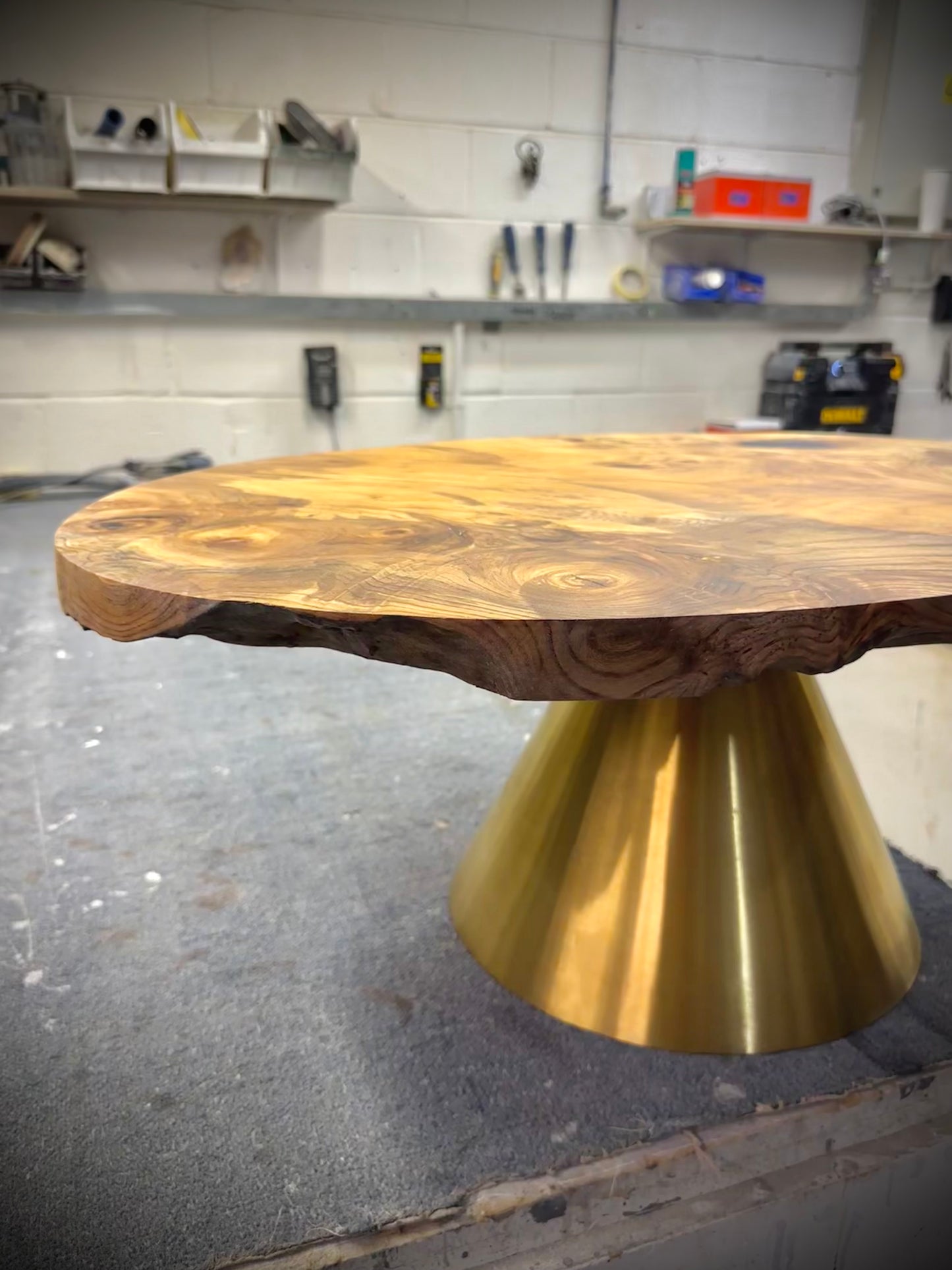 Oval elm coffee table